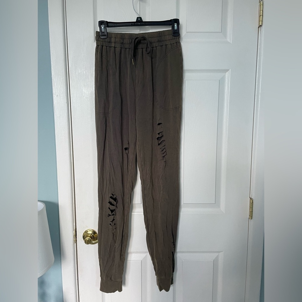 Army green ripped joggers